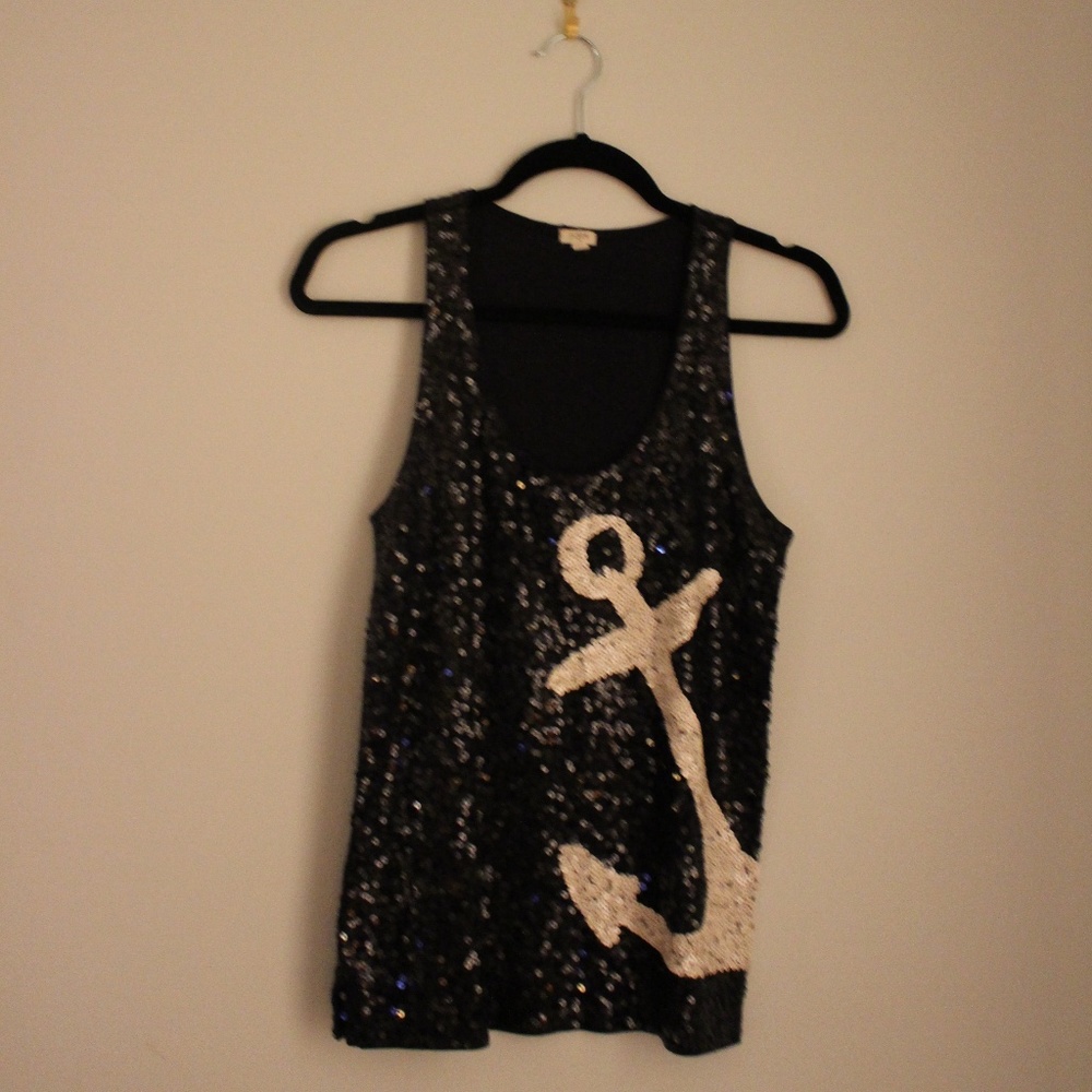 COPY - Navy J. Crew Sequin Anchor Top